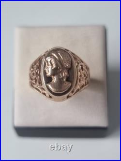 Rare GOLD RING 14K 583 Cameo Size 10 Soviet Union Russia USSR original vintage