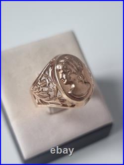 Rare GOLD RING 14K 583 Cameo Size 10 Soviet Union Russia USSR original vintage