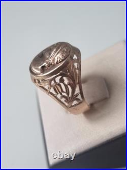 Rare GOLD RING 14K 583 Cameo Size 10 Soviet Union Russia USSR original vintage
