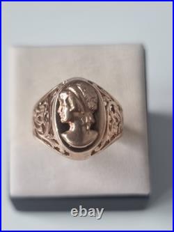 Rare GOLD RING 14K 583 Cameo Size 10 Soviet Union Russia USSR original vintage