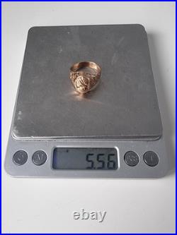 Rare GOLD RING 14K 583 Cameo Size 10 Soviet Union Russia USSR original vintage