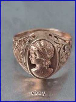 Rare GOLD RING 14K 583 Cameo Size 10 Soviet Union Russia USSR original vintage