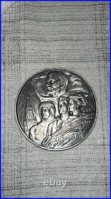 Rare Russia, 50th Anniversary Soviet Union 73.19 Grams/50 Mm Sterling Silver