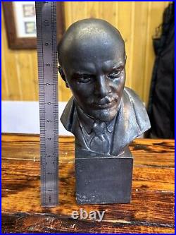 Rare Soviet communist Lenin Propaganda statue sculpture bust signed author 1961