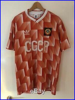 Rare Vintage 80s CCCP, Soviet Union, USSR adidas shirt, jersey 1986 1988 XL