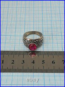 Rare Vintage Antique USSR Soviet Russian Ring Silver 875 Tourmaline Size 8.5