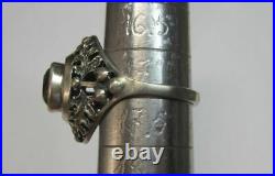 Rare Vintage Soviet Ring Sterling Silver 875 Citrine Stone Antique USSR Size 7