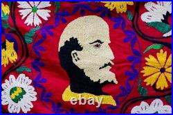 Rare Vintage Soviet Union Lenin Portret Suzani Communist Leader Avant-Garde