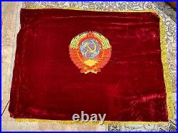 Rare Vintage Soviet Union Russia USSR large velvet flag Banner