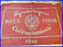 Rare original vintage USSR flag of the Soviet Union era. Communist flag banner