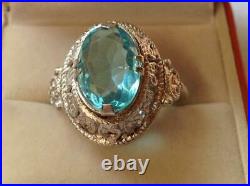 Royal Rare Vintage Soviet RUSSIAN Ring Sterling Silver 875 Size 8.5 Antique USSR