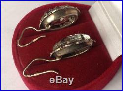 Royal Vintage Antique Soviet USSR Russian Earrings Stud Ear Sterling Silver 875