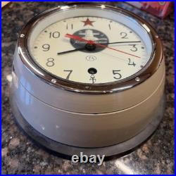 Russian Soviet Navy Komandirskie Red Star Submarine Clock with paperwork and key