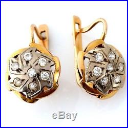 Russian Soviet USSR Earrings Solid Rose 14k 583 (585) Gold 4.25 gr