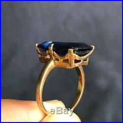 Russian Soviet USSR Vintage Star 583 14K Gold Huge Topaz Ring