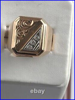 Russian Soviet Union 14 K Gold Men's Ring Size 10 8.2 Grams