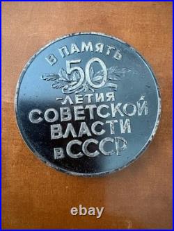 Russian USSR Silver Table Medal In Memory 50 years of Soviet Union 1917-1967