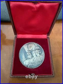 Russian USSR Silver Table Medal In Memory 50 years of Soviet Union 1917-1967