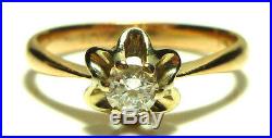 SOVIET UNION USSR 70s 14K YELLOW WHITE GOLD. 20CT DIAMOND SOLITAIRE RING BAND