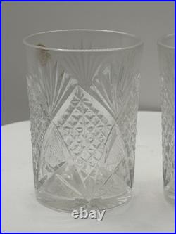 Set of 3 USSR Soviet Podstakanniki with Lead Crystal Tea Glasses Brass Stamped