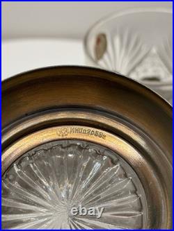 Set of 3 USSR Soviet Podstakanniki with Lead Crystal Tea Glasses Brass Stamped