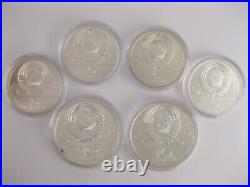 Silver Coins set 5 10 Ruble 1977 Rouble Olimpiad 1980 Moscow Soviet Union USSR