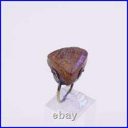 Size 7.5, Soviet Union USSR 875 silver 18k natural Baltic amber ring modernist