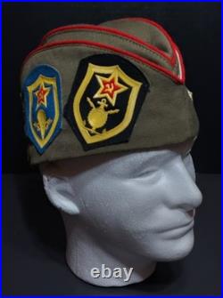 Soviet Russian Officer Pilotka WW2 Hat Military Uniform USSR WithPins & Patchs