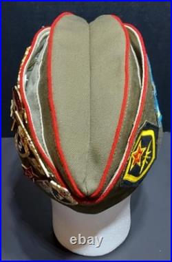 Soviet Russian Officer Pilotka WW2 Hat Military Uniform USSR WithPins & Patchs