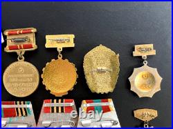 Soviet Russian Set of 23 medals and badges of Veteran WW2 USSR Army. Document