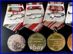 Soviet Russian Set of 23 medals and badges of Veteran WW2 USSR Army. Document
