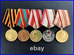 Soviet Russian Set of 23 medals and badges of Veteran WW2 USSR Army. Document