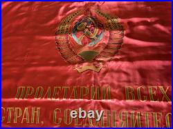 Soviet Union Flag Double Sided with Lenin on One Side Workers of the World Unite