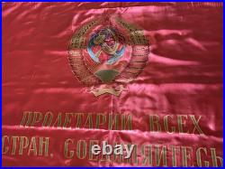 Soviet Union Flag Double Sided with Lenin on One Side Workers of the World Unite