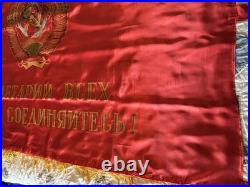 Soviet Union Flag Double Sided with Lenin on One Side Workers of the World Unite