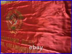 Soviet Union Flag Double Sided with Lenin on One Side Workers of the World Unite