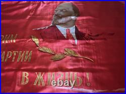 Soviet Union Flag Double Sided with Lenin on One Side Workers of the World Unite