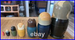 Soviet Union Russian Political Leaders 7 Vintage Matryoshka Nesting Dolls 1993