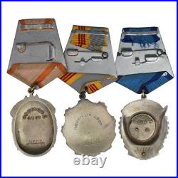 Soviet Union Set of 3 Soviet Orders Red Banner, Labour Glory, Badge of Honour