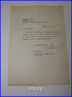 Soviet Union USSR Ambassador Dmitri Shepilov + Anatoly F. Dobrynin Auth. Signed