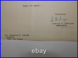 Soviet Union USSR Ambassador Dmitri Shepilov + Anatoly F. Dobrynin Auth. Signed