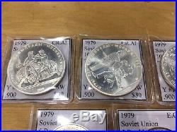 Soviet Union Ussr Roubles 1979 Silver Coins XXII Olympic Games Moscow 1980 Qty 5