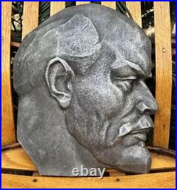 Soviet Union Vintage Russia Vladimir Lenin Iron Heavy Metal Plaque Bust 11 USSR