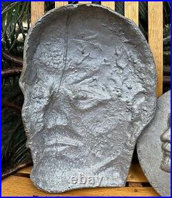 Soviet Union Vintage Russia Vladimir Lenin Iron Heavy Metal Plaque Bust Lot USSR