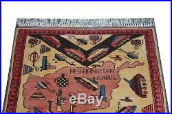 Soviet union antique afghan hand made war rug afghanistan map size 97 cm x 73 cm