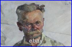 Soviet vintage portrait Oil on Canvas man
