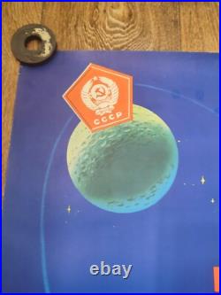 Space Program Original Vintage Poster Soviet Union Ussr