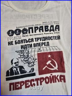 True Vintage 70's CCCP Soviet Union Russia Communist Graphic T-Shirt Size XS/S