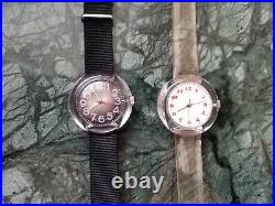 Two Vintage acrylic cased Soviet Union Raketa clear watches! Unisex