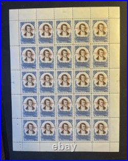 USSR 1959 Scott 2174 Thomas Burns Sheet of 25 With Red Overprint. MNH